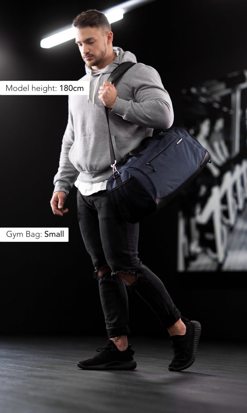 FitgriffÂ® Gym Bag V1 for Men & Women with Shoe & Wet Compartment - Duffle Bag for Travel, Sports, Fitness & Workout (Navy Blue, 23 x 12 x 12â€³ (M)) - Image 5